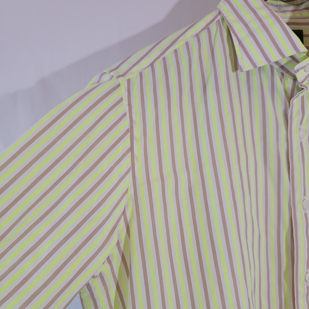SID MASHBURN Yellow Brown Striped Button-Up Shirt Mens Sz M Quite Luxury Office - Picture 6 of 12